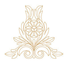 Golden vintage baroque ornament, corner. Retro pattern antique style acanthus. Decorative design element filigree calligraphy vector