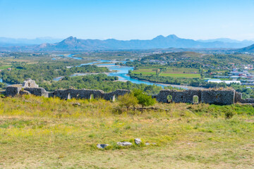 Rozafa castle and Meanders of Drin river in Albania