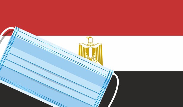 Medical mask on the background of the Egypt flag. Flat vector design