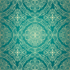 Golden ornate decorative seamless pattern