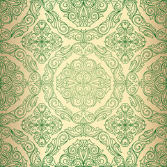 Golden ornate decorative seamless pattern