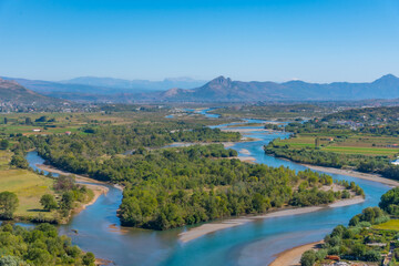 Meanders of Drin river in Albania