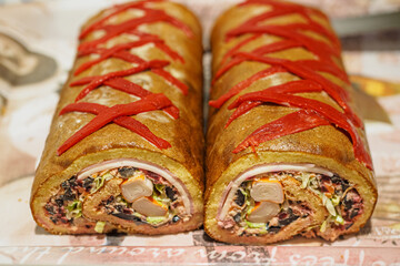 Argentine Christmas pionono stuffed with salad