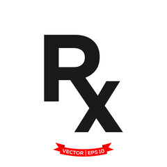 prescription medicine in trendy flat design, RX vector icon