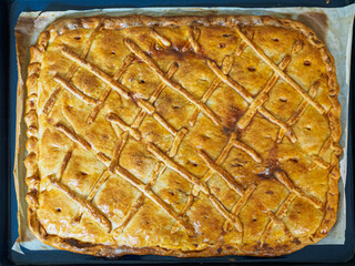 Galician pie stuffed with meat and tuna
