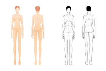 Fashion template of standing women. 