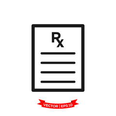 prescription medicine in trendy flat design, RX vector icon