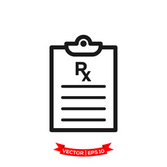 prescription medicine in trendy flat design, RX vector icon