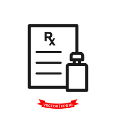prescription medicine in trendy flat design, RX vector icon