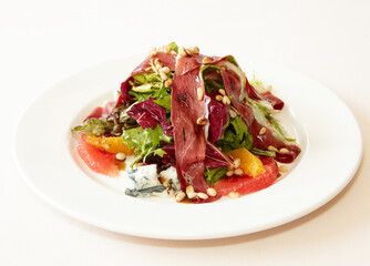 these are cold appetizers on a white platter