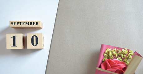 September 10, Cover of love with rose bouquet.	
