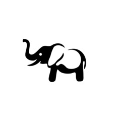 Vector of elephant logo design, in cartoon style, 
Simple and minimal elephant logo illustration. Modern vector line icon.