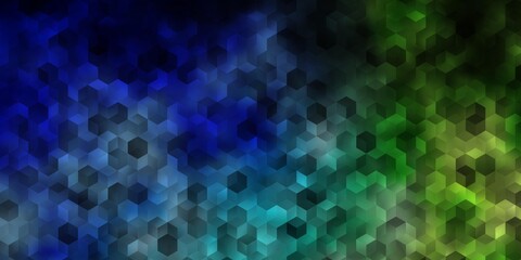 Light Blue, Green vector background with set of hexagons.