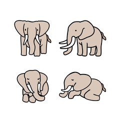 Vector of elephant logo design, in cartoon style, 
Simple and minimal elephant logo illustration. Modern vector line icon.