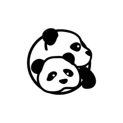 Vector illustration panda bear in cartoon style. Logo design template. 
Panda animal Logotype concept icon.