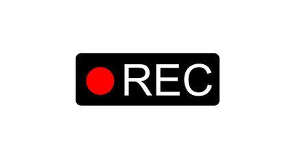 Recording sign, red panel, rec. vector illustration