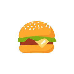Hamburger. Fast food. Food icon. Flat style vector illustration.