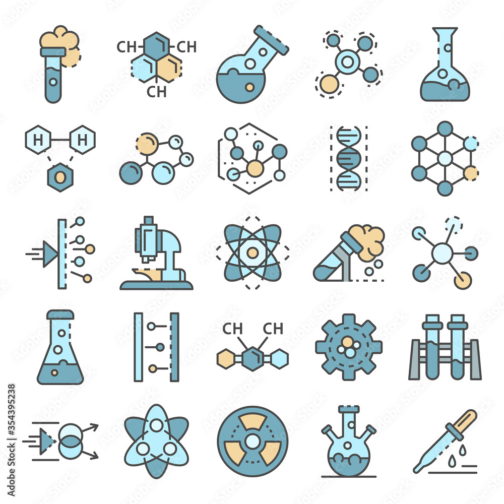 Poster chemistry lab icon set. outline set of chemistry lab vector icons for web design isolated on white b