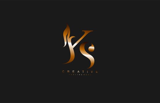 Minimal Clean Letter KS Golden Monogram Logotype Design Trend