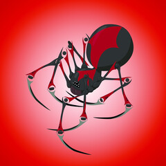 
fantastic spider on a red background, vector illustration