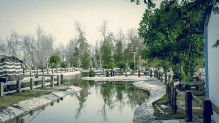 Fototapeta premium Jwatha public park view in Hufof, Saudi arabia