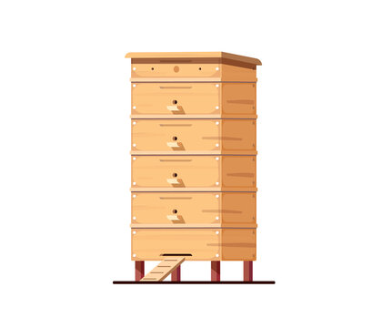 Bee hives. Vector illustration in flat style