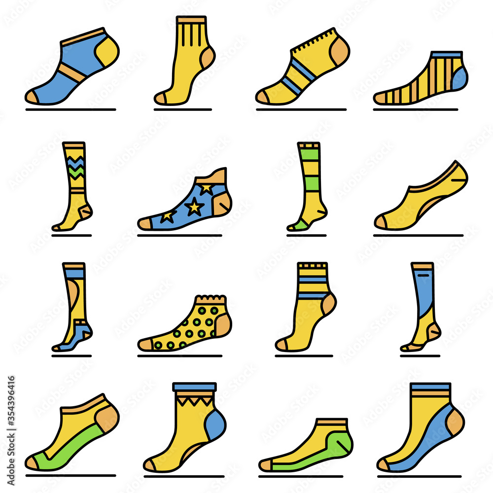 Poster sock icon set. outline set of sock vector icons for web design isolated on white background