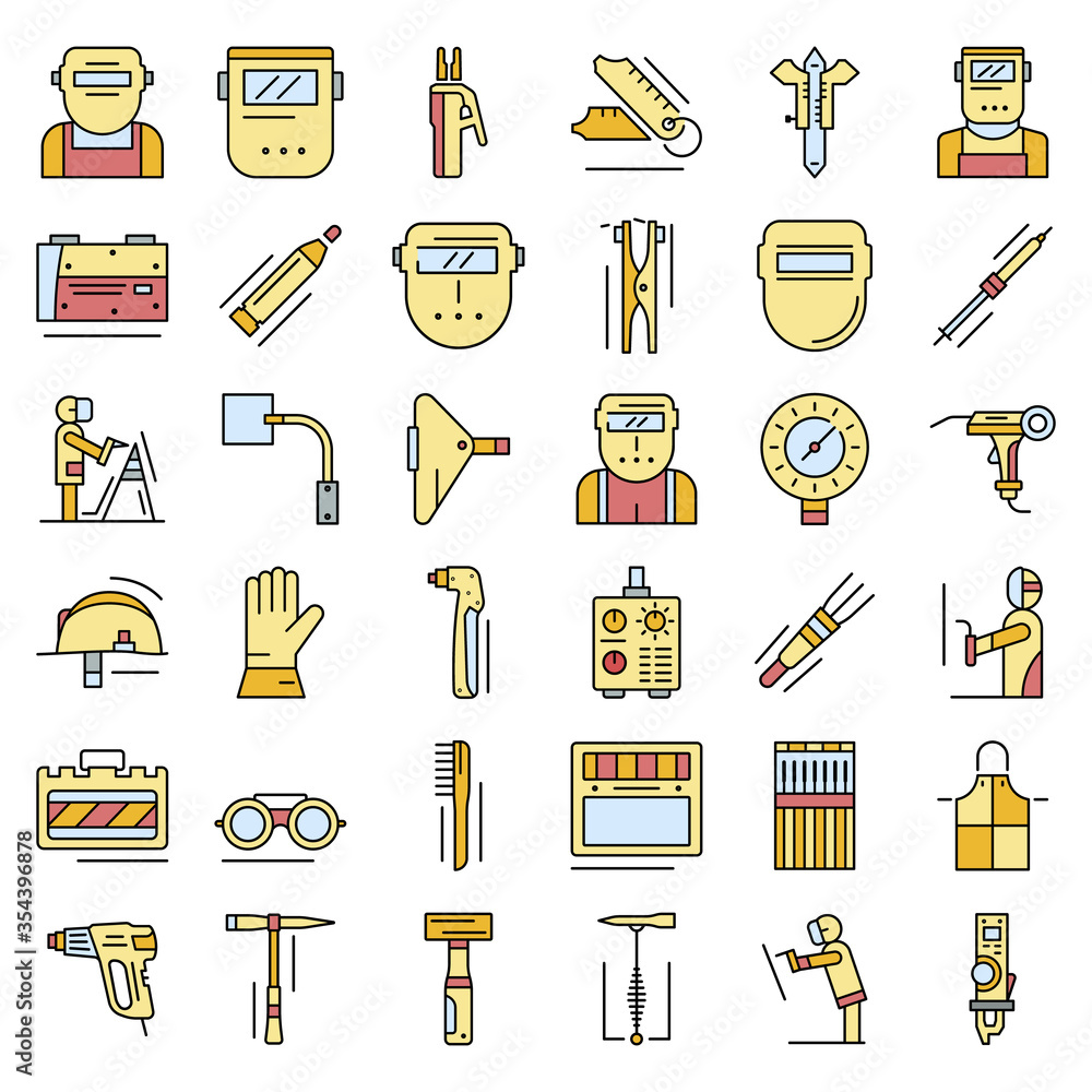 Poster welder icon set. outline set of welder vector icons for web design isolated on white background