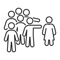 Social bullying black line icon. Harassment, social abuse and violence. Isolated vector element. Outline pictogram for web page, mobile app, promo