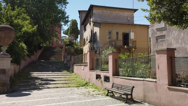 The picturesque Garbatella neighborhood in Rome on a sunny morning, Italy.