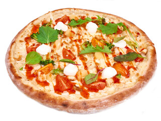 Italian Margarita Pizza isolated on white background