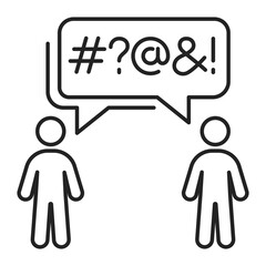 Verbal bullying black line icon. Harassment, social abuse and violence. Isolated vector element. Outline pictogram for web page, mobile app, promo