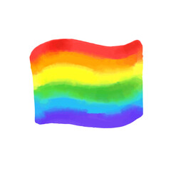 Pride flag, watercolor LGBT rainbow. Hand painted bright spectrum. Vector illustration.