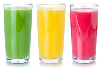 Fruit juice straw drink drinks in a glass healthy eating isolated on white