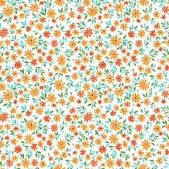 No drill blackout roller blinds Small flowers Simple cute pattern in small yellow flowers on white background. Liberty style. Ditsy print. Floral seamless background. The elegant the template for fashion prints.