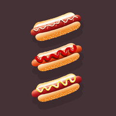 Hod dog. Sausage. Street fast food. Vector object.