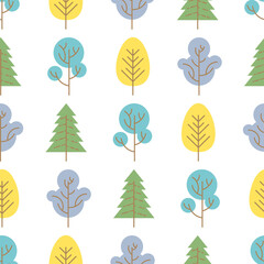Seamless pattern with colored trees