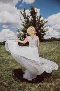 Girl bride wedding dress outdoors wedding summer photo shoot