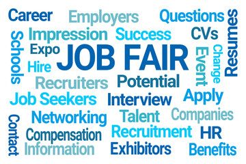 Obraz premium Job Fair Word Cloud on White Background