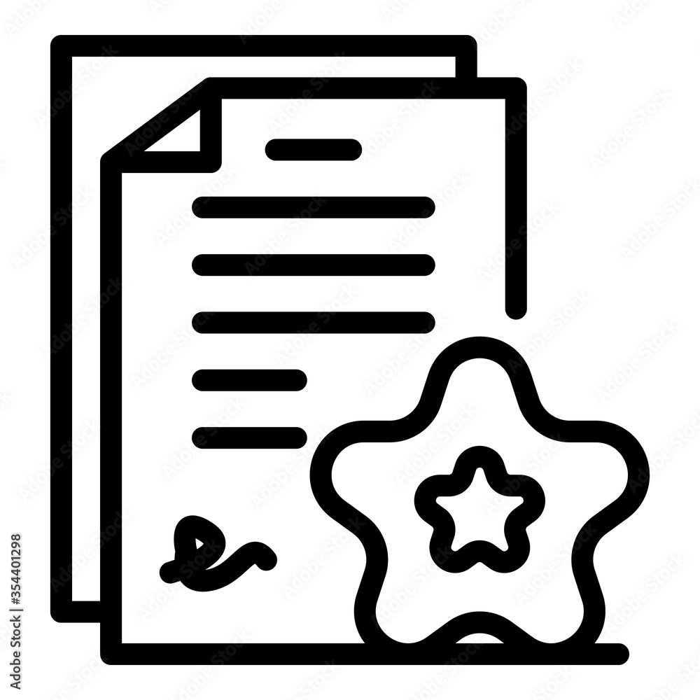 Poster star signing contract icon. outline star signing contract vector icon for web design isolated on whi