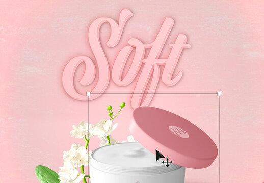 Cosmetic Scene Creator with Elements and Text Effect Mockup
