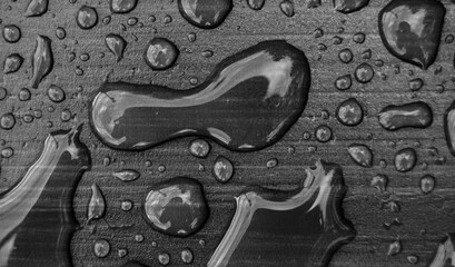 water drops on a gray surface