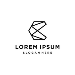 c letter abstract geometric line diamond wire logo vector outline art