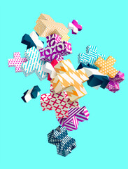 Multicolored plus sign set