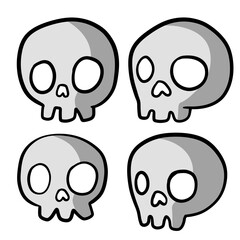 Human skull and crossbones. Dead man head. Pirate flag Jolly Roger. Funny cartoon flat illustration. Set of symbol of robbers and Halloween