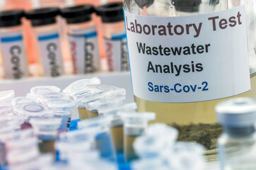 Wastewater samples, analysis of sars-cov-2 virus in patients infected by human coronavirus 229E, conceptual image