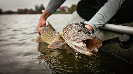 Fishing. Catch and release trophy Pike.	
