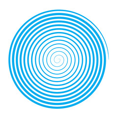 Vector illustration of abstract spiral icon. Blue and white helix, loop, curl, gyre, scroll isolated on background. Simple flat element for design.
