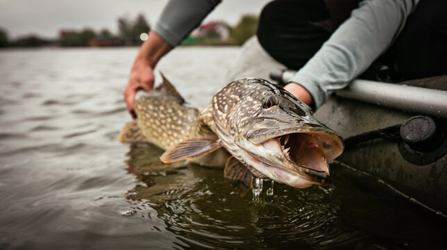 Fishing. Catch And Release Trophy Pike.	