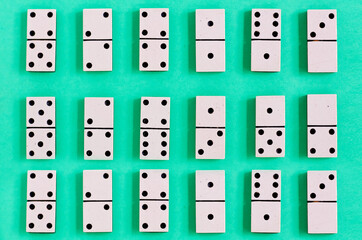 vintage old white Domino on a green background